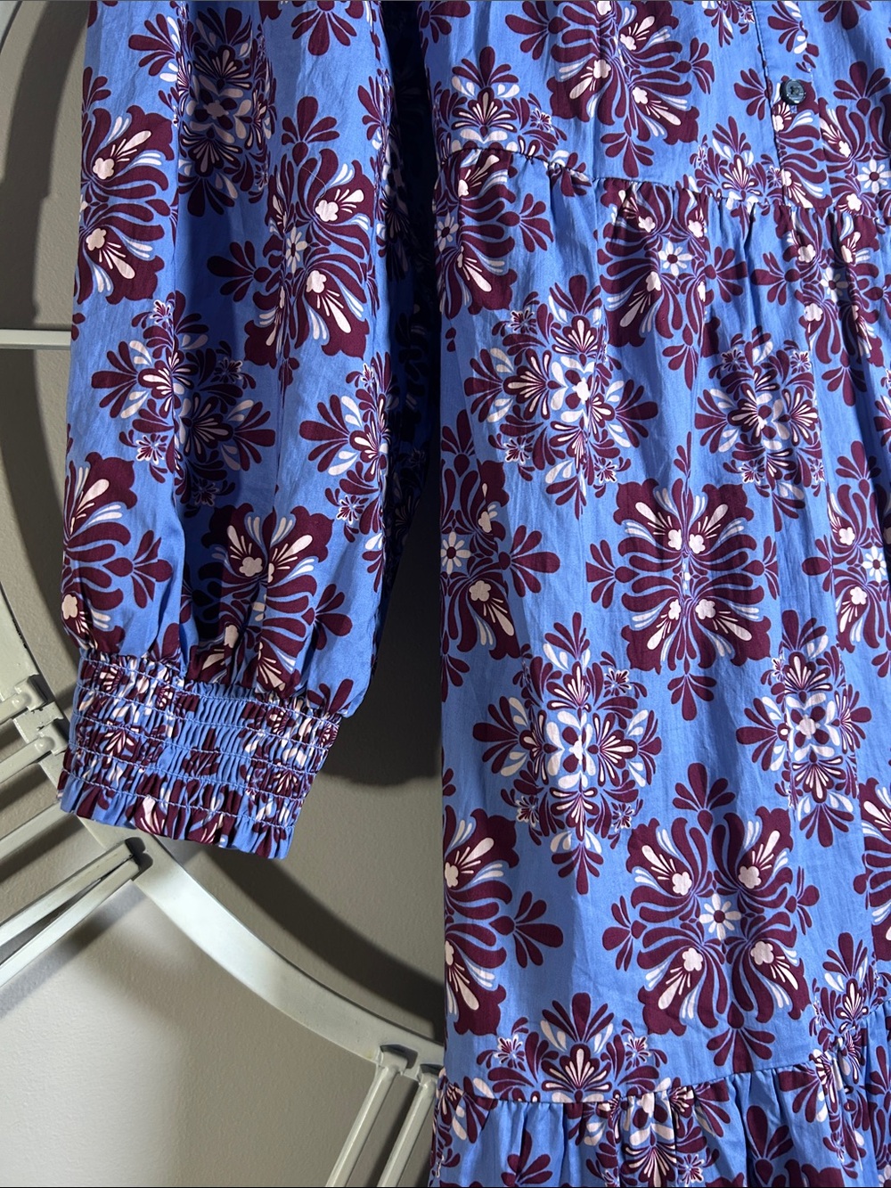 Boden Cecily Cotton Light Blue and Purple Floral Tiered Maxi Dress - Picture 6 of 14